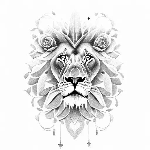 Lion Made Of Roses Tattoo