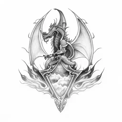 A Fierce Dragon Riding A Motorcycle Through A Dark Castle