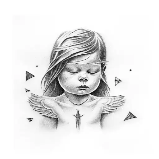 Finger Angel Tattoo With A B