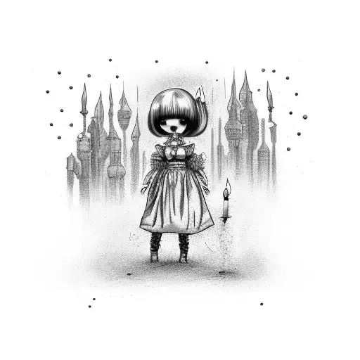 Creepy Doll Sat Inbetween Two Candles