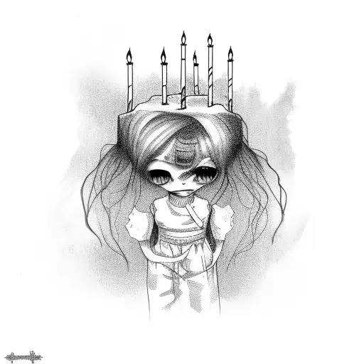 Creepy Doll Sat Inbetween Two Candles