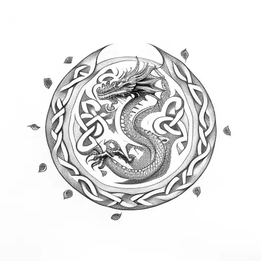 Dragon With Celtic Circle