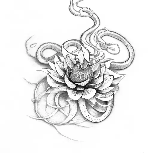 Snake With Spider Lily