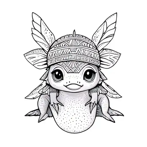 Cute Axolotl With Aztec Headdress