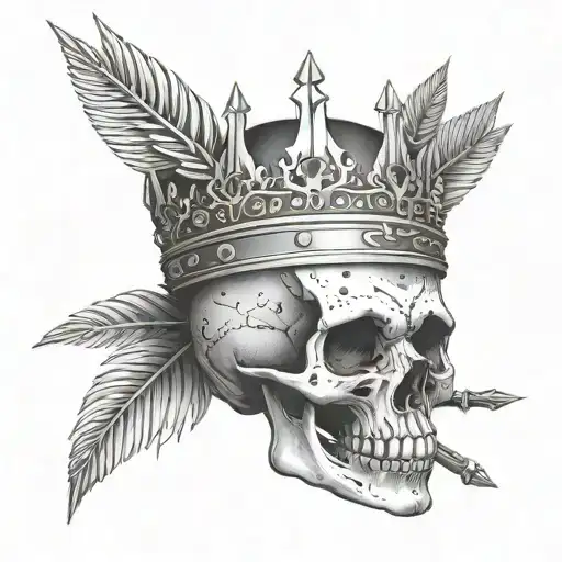 Skull Wearing A Crown With Arrows Sticking Out Of Each Eye