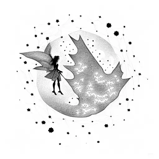 Fairy Silhouette Surrounded By A Constellation Of Stars