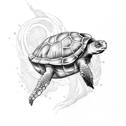 A Tattoo Of A Turtle Surrounded By Flames