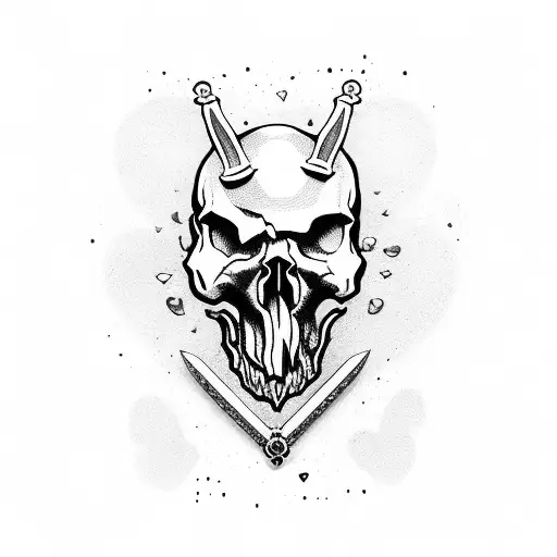 Skull With Sword Pinning A Heart In Its Mouth