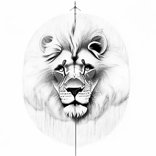 Lions Under Savana Tree At Moonlight