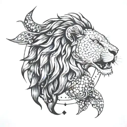 A Lion And Fish Intertwined In A Yin-yang Symbol Representing Balance Between Work And Passion