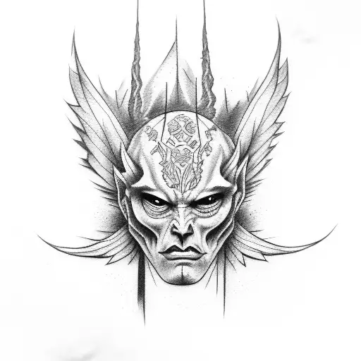 Kind Angel And Demon Face In Arm