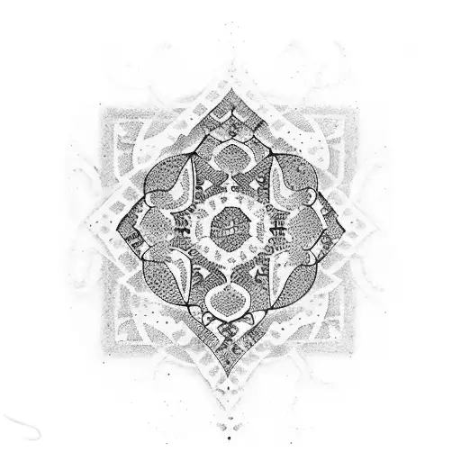 A Dotwork Tattoo Featuring An Ancient Kurdish Manuscript With Beautiful Calligraphy