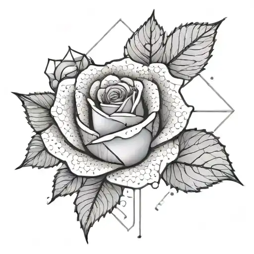 A Geometric Design Of A Rose Intertwined With Electronic Components