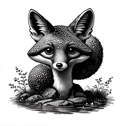 Tree Rock Water Mushroom Fox