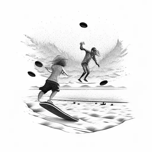 A Beach Scene With Adrenaline Junkies Skateboarding On The Sand