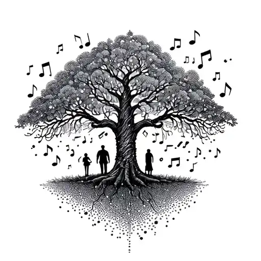 Family Tree Surrounded My Music Notes