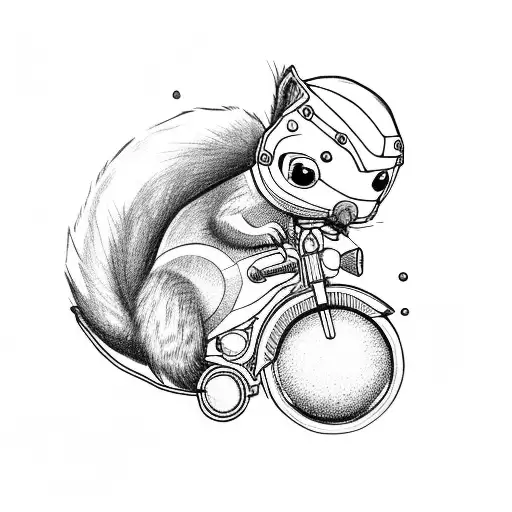 Squirrel With A Motorbike Helmet Drinking Wiskey With A Soccer Ball
