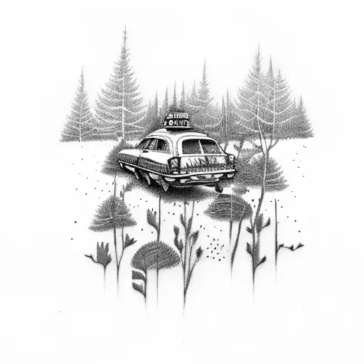 Forest With Taxi Cab