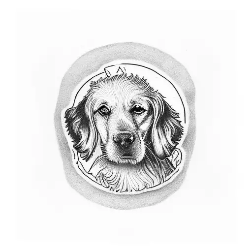 Dotwork Tattoo Of A Greek Philosopher With A Dog Companion