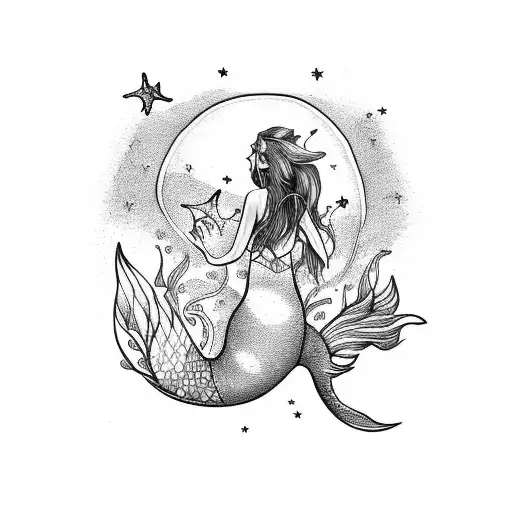 A Mermaid Gazing At The Stars From The Depths Of The Sea