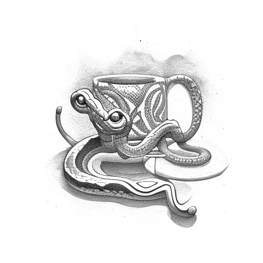 A Snake Lifting Weights In The Gym With A Coffee Mug Nearby