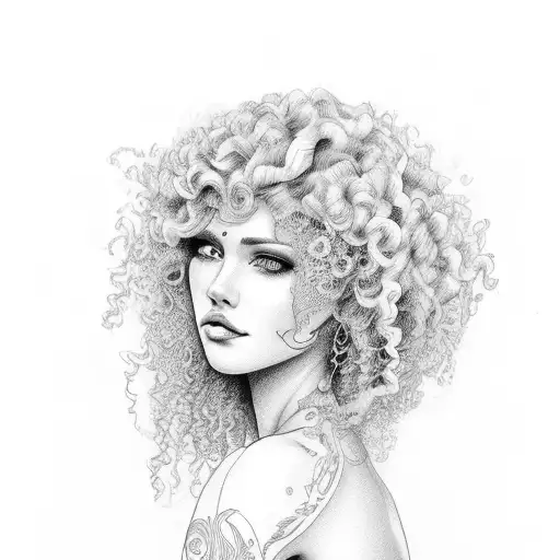 Beautiful Woman With Curly Hair With An Arch