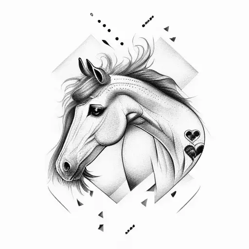 Chest Tattoo Horse Head With Broken Heart