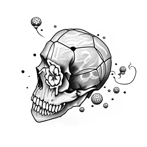 Skull And Hockey With Flower