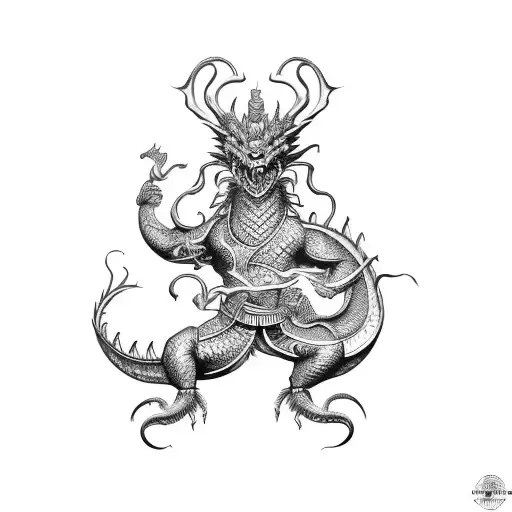 Kung Foo Warrior And Dragon