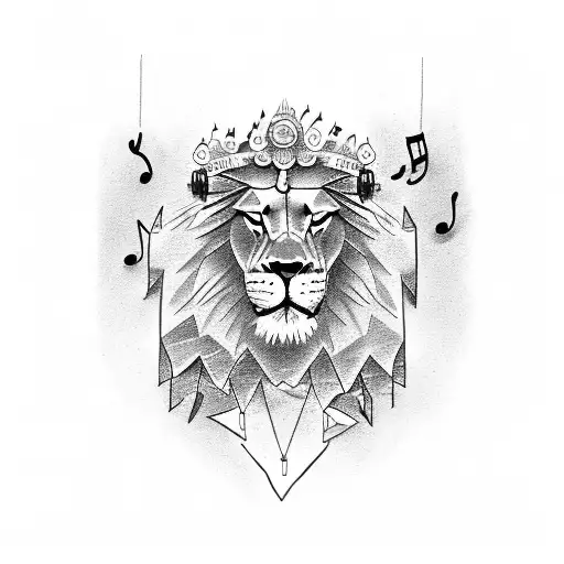A Joint Smoking Lion Wearing A Chain With Music Notes