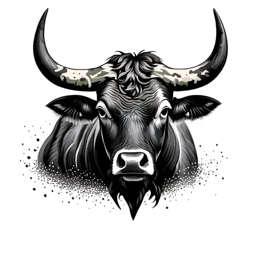 A Detailed Bull With A Camouflage Pattern Representing The Veteran's Military Background