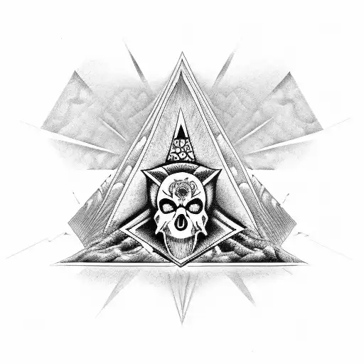Nwo Pyramid Logo Integrated With A Skull And Alien Hybrid