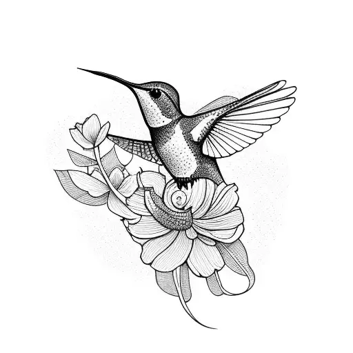 Flowers With Hummingbird