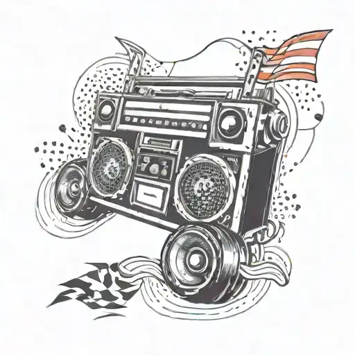 Design A Tattoo Featuring A Boombox And A Race Car From The 90S