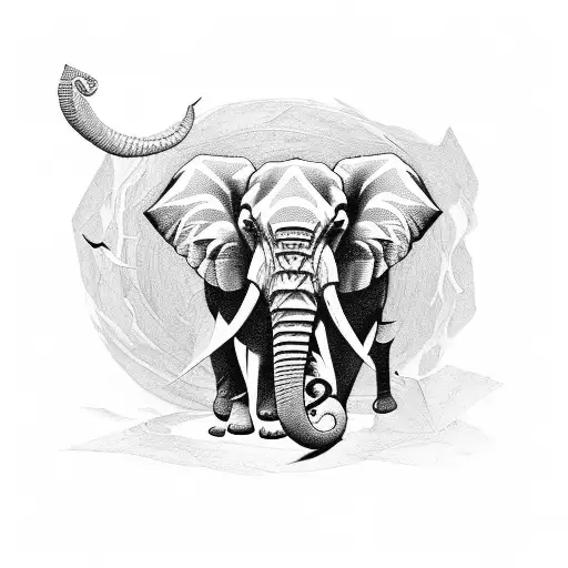 Mandala With Elephant In Center