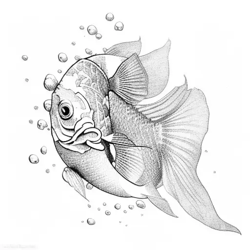 Red Koi Fish With Sun