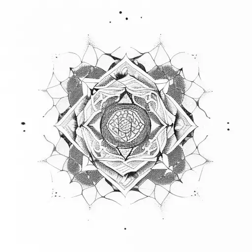 A Majestic Mountain Range With An Intricate Mandala Design At Its Peak