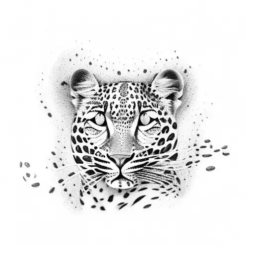 A Leopard Print Manicure With Coffee Beans In Dotwork Style