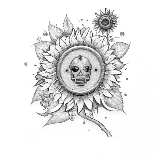 Miners Lamp Wrapped In Ivy With Sunflower Inside The Lamp