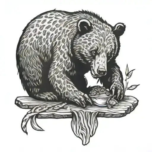 Black Bear Eating A Beaver