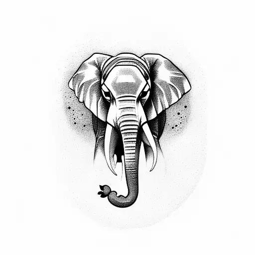 Elephant With Trunk Up And Pixelazation