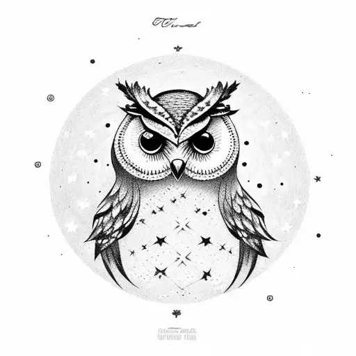 Owl On Moon With Stars