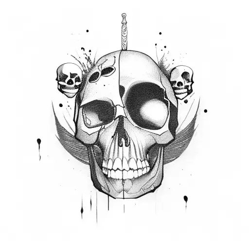 Dark Eye With Knife And Skull