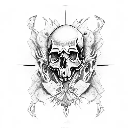 An Artistic Representation Of A Skull Made Up Of Various Animal Bones