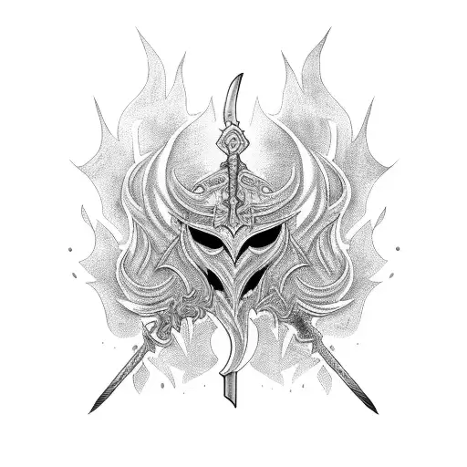 Sword With Golden Flames On Bottom