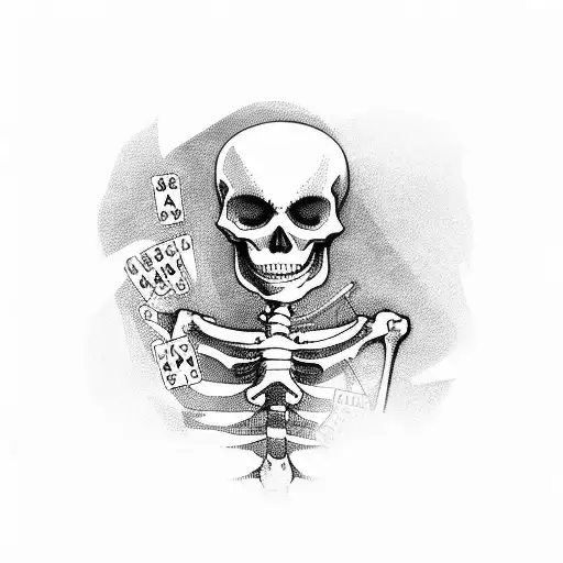 Skeleton Holding Playing Cards And Saying Be Quiet