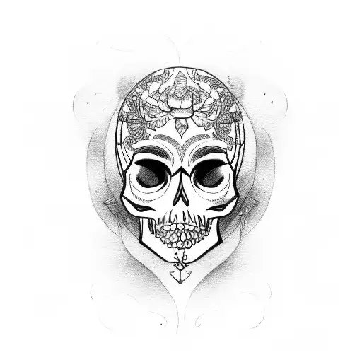 Pin Up Girl With Skull