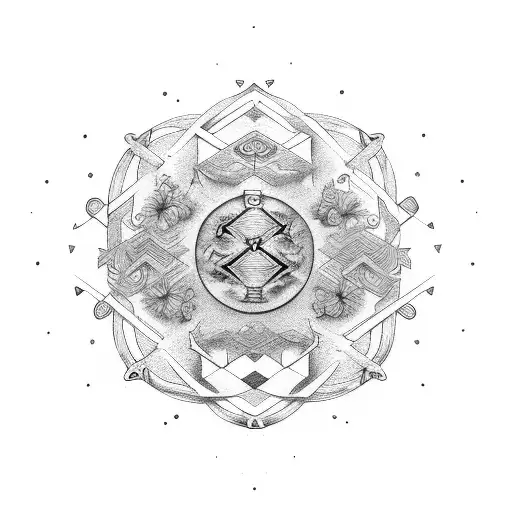 Geminy And Sagitarius Sign Combined In A Circle