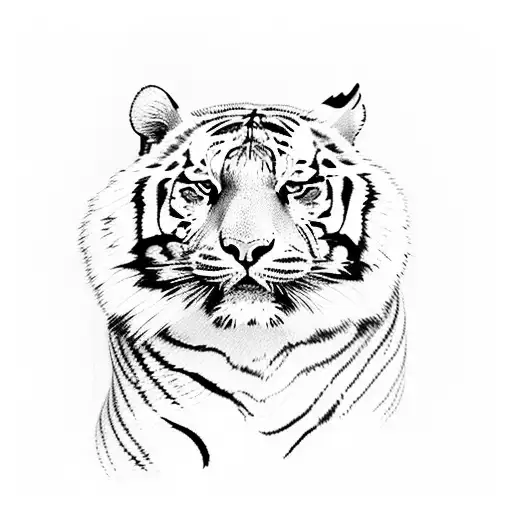 Tiger With Lines Of '010010111001' In The Background