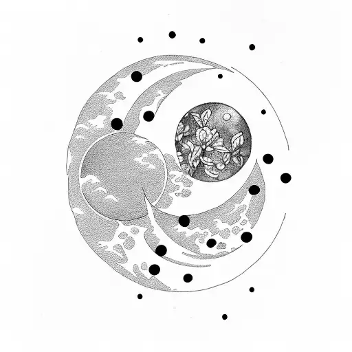 Minimalist Moon With The June And August Birth Flowers